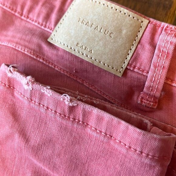 Coral Pink Distressed Denim Jeans Ripped Knee Skinny‎ Casual Everyday size 10 - Picture 6 of 7